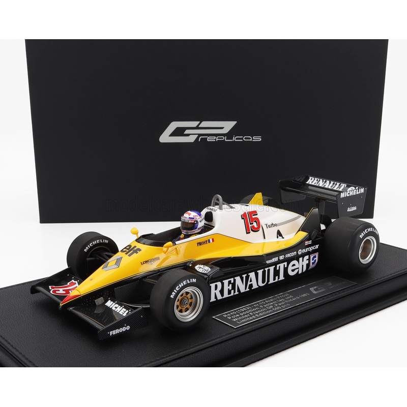 RENAULT | F1 RE40 N 15 WINNER FRENCH GP PAUL RICHARD (POLE AND FASTEST LAP) (with pilot figure) 1983 ALAIN PROST – CON VETRINA – WITH SHOWCASE