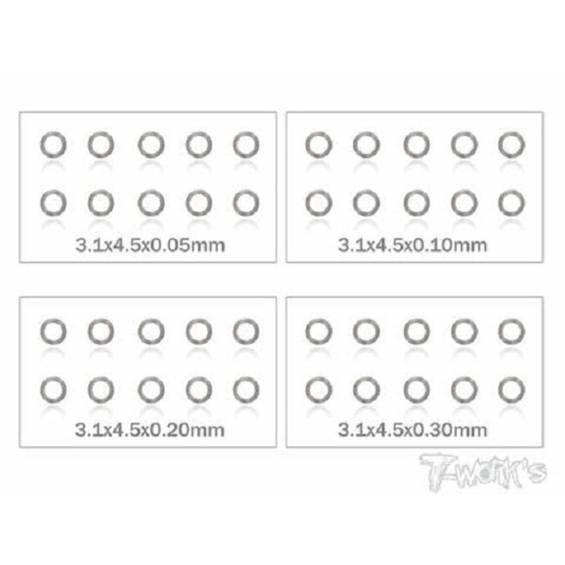 3mm Shim Washer Set – 10pcs each 0.05/0.1/0.2/0.3mm