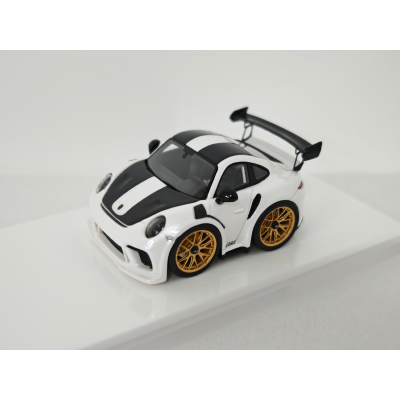 [Premium Resin Model] YM Model X MiniCrafisman 1:64 Porsche 992 GT3 RS White with Black Stripes Cute Egg Car (Full Interiors Rolling Cage Metal Exhausts Glossy Paint) Limited to 150 Pieces