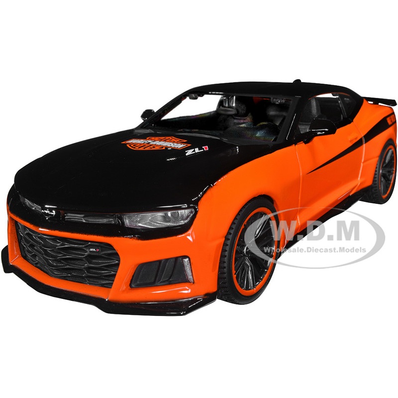 2017 Chevrolet Camaro ZL1 Orange and Black Harley Davidson H-D Custom Series 1/24 Diecast Model Car by Maisto