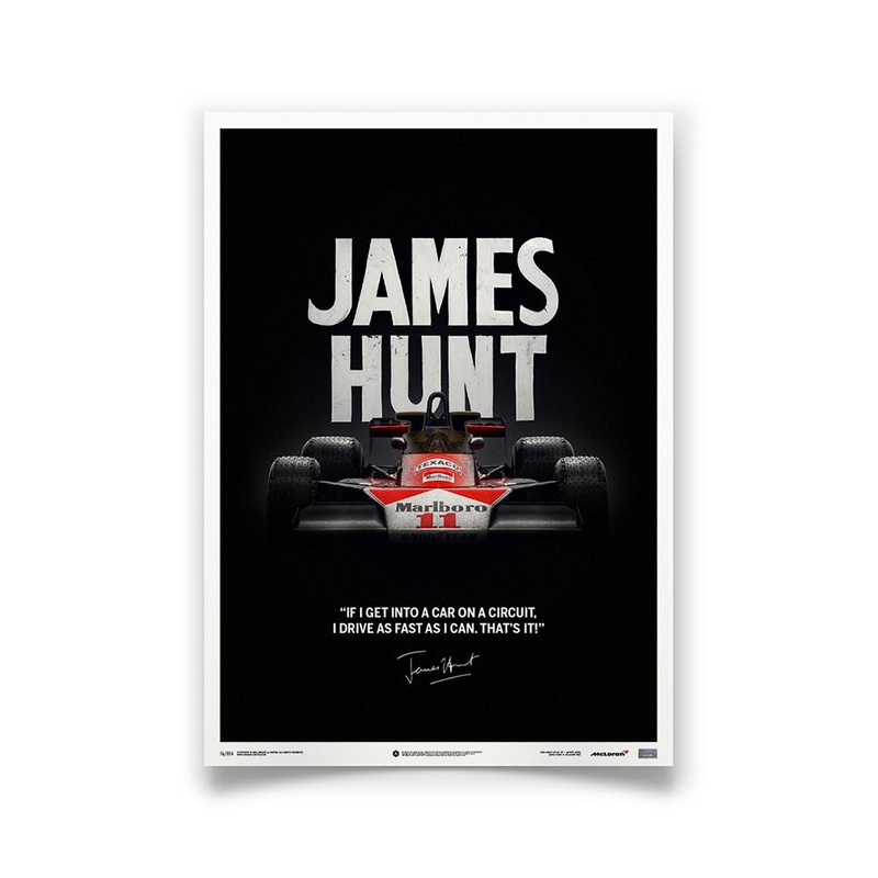 McLaren M23 James Hunt 1976 F1 World Championship Winner – Quote Print