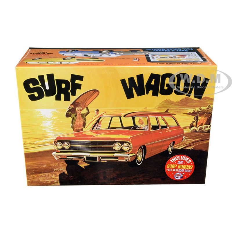 Skill 2 Model Kit 1965 Chevrolet Chevelle Surf Wagon with Two Surf Boards 4 in 1 Kit 1/25 Scale Model by AMT