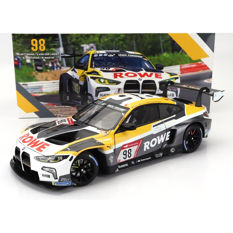 BMW – 4-SERIES M4 GT3 TEAM ROWE RACING N 98 2nd 24h NURBURGRING 2023 MARCO WITTMANN – SHELDON VAN DER LINDE – DRIES VANTHOOR – MAXIME MARTIN – WHITE GREY YELLOW
