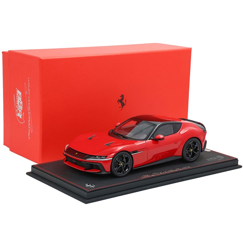 Ferrari 12Cilindri Rosso Corsa Red with Black Top with DISPLAY CASE Limited Edition to 200 pieces Worldwide 1/18 Model Car by BBR
