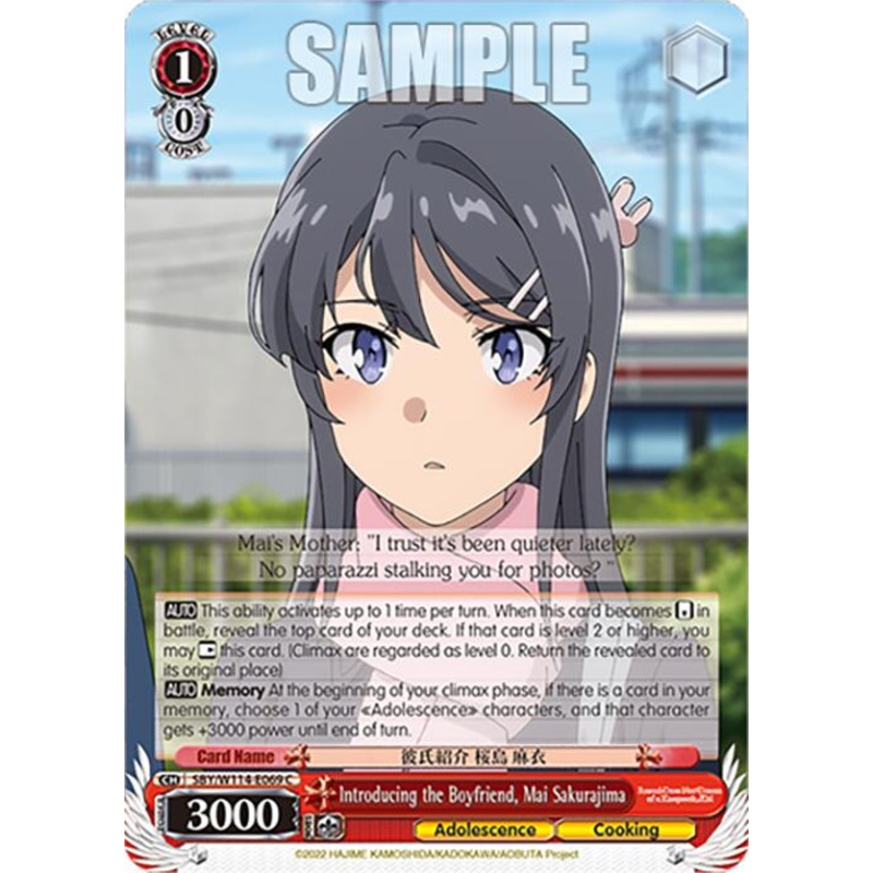 Introducing the Boyfriend, Mai Sakurajima (SBY/W114-E069 C) [Rascal Does Not Dream Series]