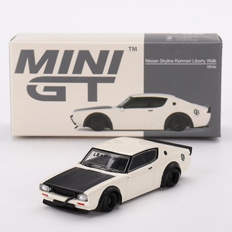 NISSAN SKYLINE KENMERI LIBERTY WALK WHITE – 1:64 SCALE DIECAST MODEL – MINI GT