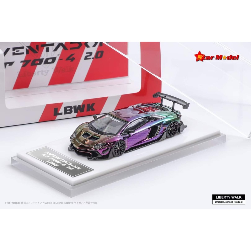 Star Model 1:64 Lamborghini Aventador LP700-4 LBWK 2.0 Official Licensed Chrome Carbon Gradient Chameleon Purple Green