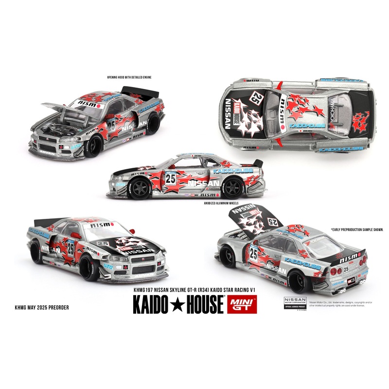 * PRE ORDER * [ Kaido House x MINI GT ] 1/64 Nissan Skyline GT-R (R34) Kaido Star Racing V1 KHMG197