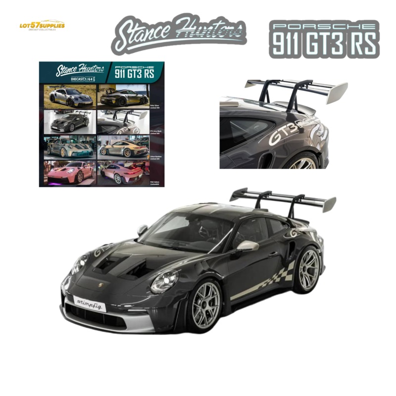 (Pre-Order) Stance Hunters Porsche 911 GT3 RS (992) – PTS Grey Black 1:64