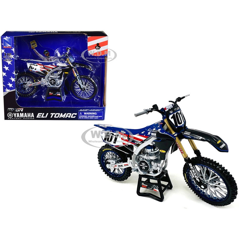 Yamaha YZ450F Dirt Bike Motorcycle #101 Eli Tomac American Flag Livery Motocross of Nations 1/12 Model by New Ray