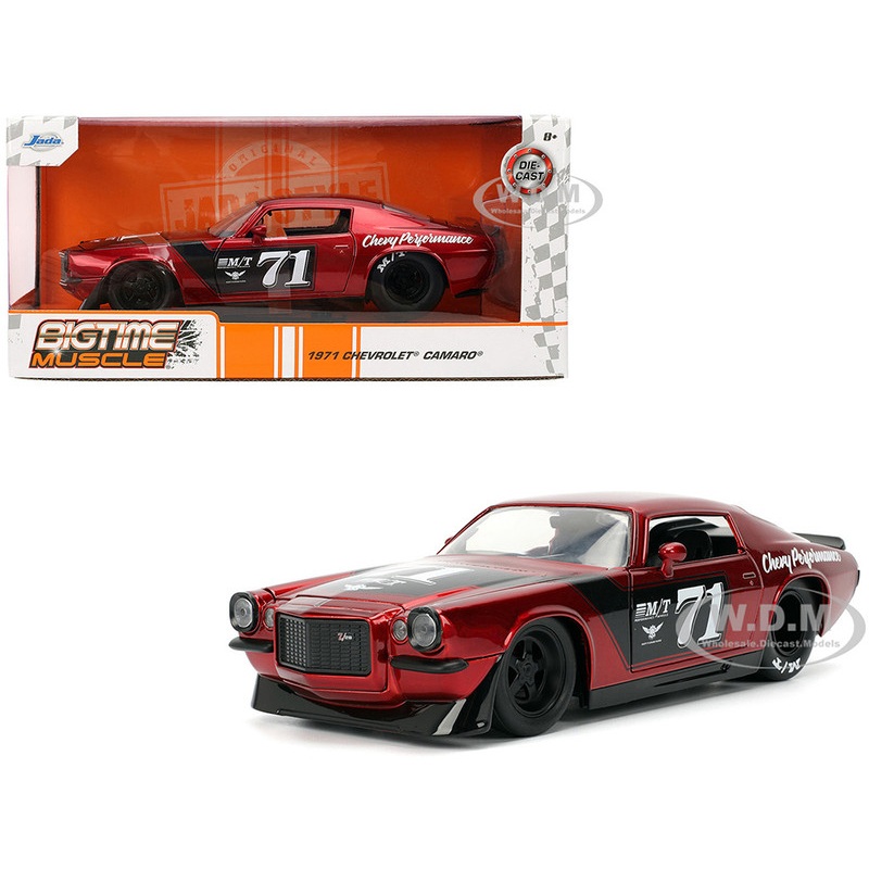 1971 Chevrolet Camaro #71 Red Metallic with Black Stripes Bigtime Muscle Series 1/24 Diecast Model Car by Jada