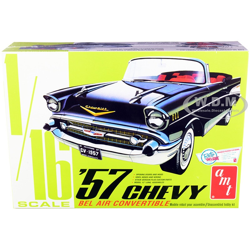 Skill 3 Model Kit 1957 Chevrolet Bel Air Convertible 2-in-1 Kit 1/16 Scale Model by AMT