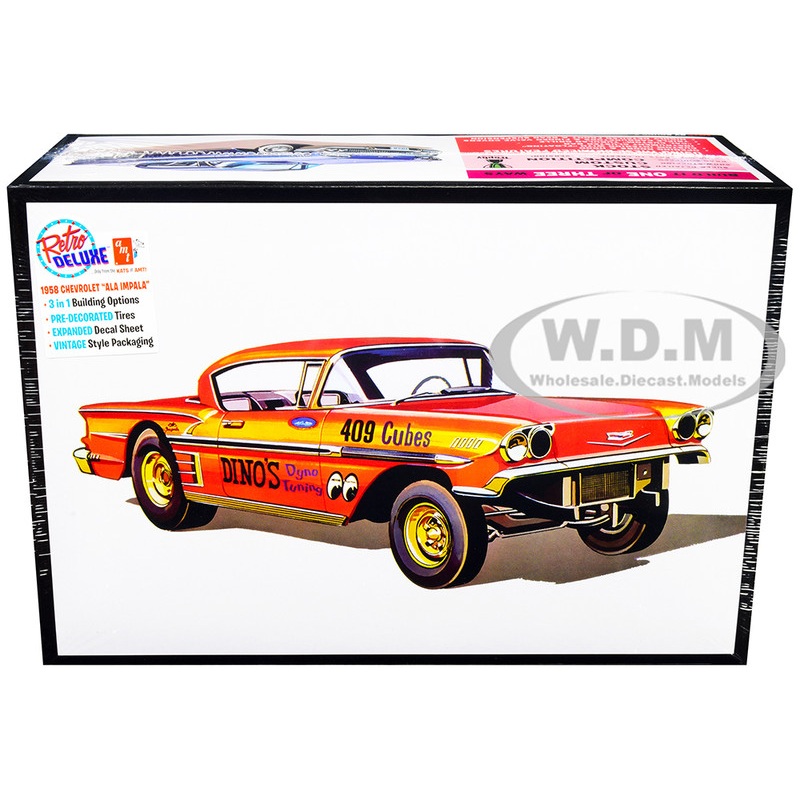 Skill 2 Model Kit 1958 Chevrolet Impala Ala-Impala 3-in-1 Kit 1/25 Scale Model by AMT