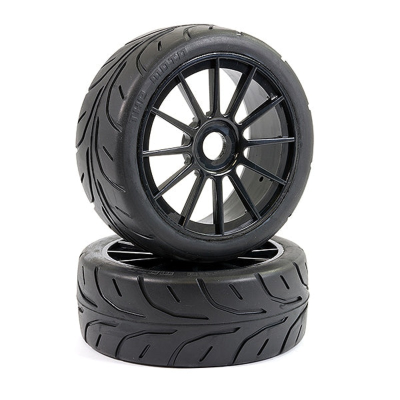 Arrow Tread 12 Spoke Black 1/8th On Road Premounted Wheels & Tyres