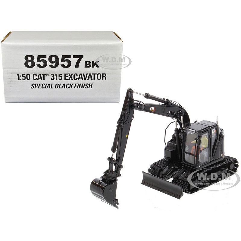 CAT Caterpillar 315 Track Type Hydraulic Excavator Special Black Finish with Operator High Line Series 1/50 Diecast Model by Diecast Masters