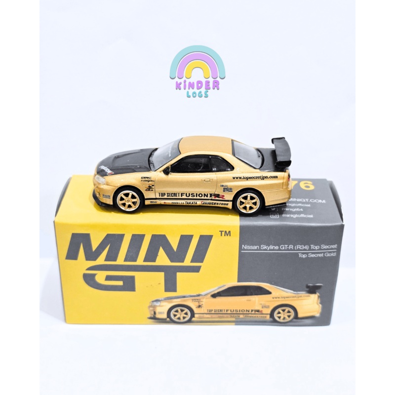 Mini GT Nissan Skyline GT-R (R34) Top Secret Gold – Open Box