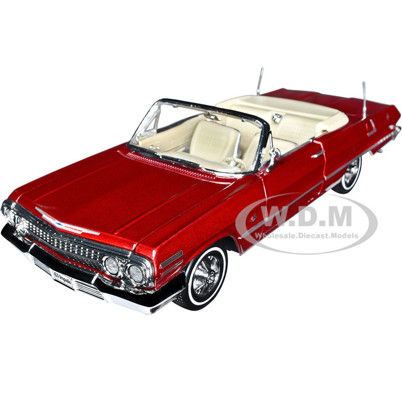 1963 Chevrolet Impala Convertible Red Metallic NEX Models 1/24 Diecast Model Car by Welly