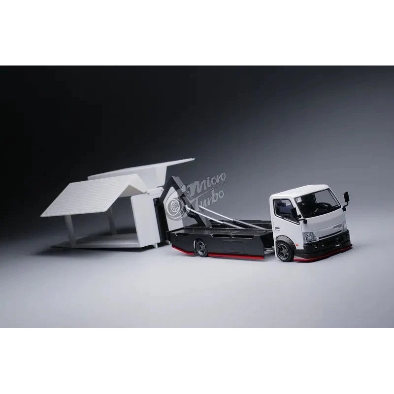 Micro Turbo 1/64 Diecast Model Custom Gull Wing Truck White Color With Extra Decals