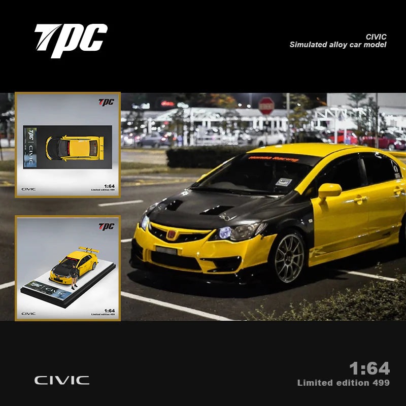 TPC 1/64 Honda Civic FD2 Yellow – Carbon Hood