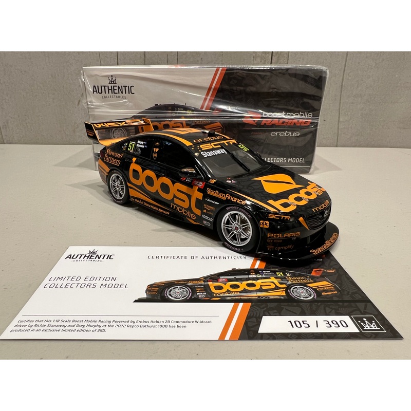 Richie Stanaway / Greg Murphy Boost Mobile Racing Powered by Erebus #51 Holden ZB Commodore – 2022 Repco Bathurst 1000 Wildcard – 1:18 Scale Resin – Authentic Collectables – RRP $250 NOW $225