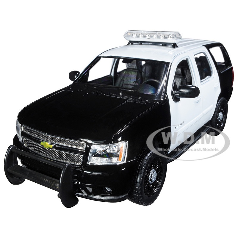 2008 Chevrolet Tahoe Unmarked Police Car Black and White 1/24 Diecast Model Car by Welly