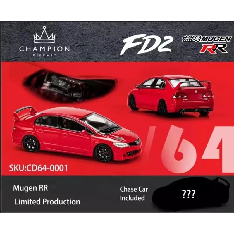 CHAMPION DIECAST 1/64 HONDA CIVIC FD2 MUGEN RR – RED