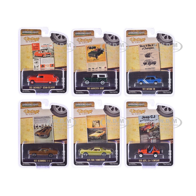 Vintage Ad Cars Series 11 Set of 6 pieces 1/64 Diecast Model Cars by Greenlight