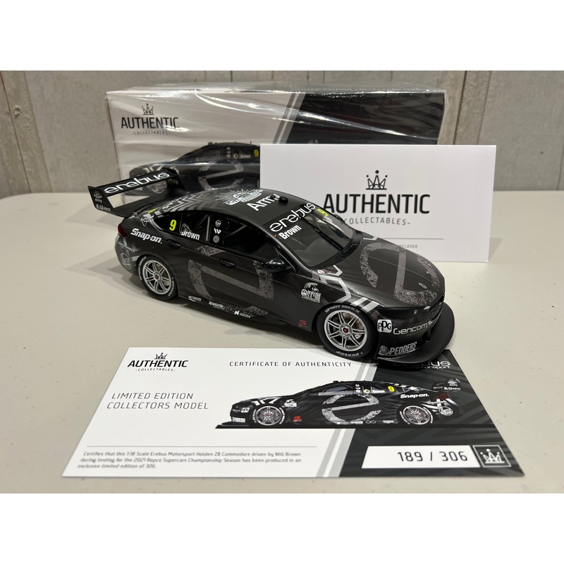 Will Brown 1:18 Erebus Motorsport #9 Holden ZB Commodore – 2021 Repco Supercars Championship Season Test Livery – AUTHENTIC COLLECTABLES – RRP $230  NOW  $215