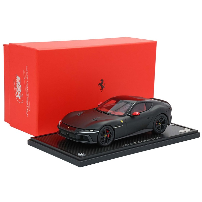 Ferrari 12Cilindri with Panoramic Roof Matt Black with DISPLAY CASE Limited Edition to 48 pieces Worldwide 1/18 Model Car by BBR