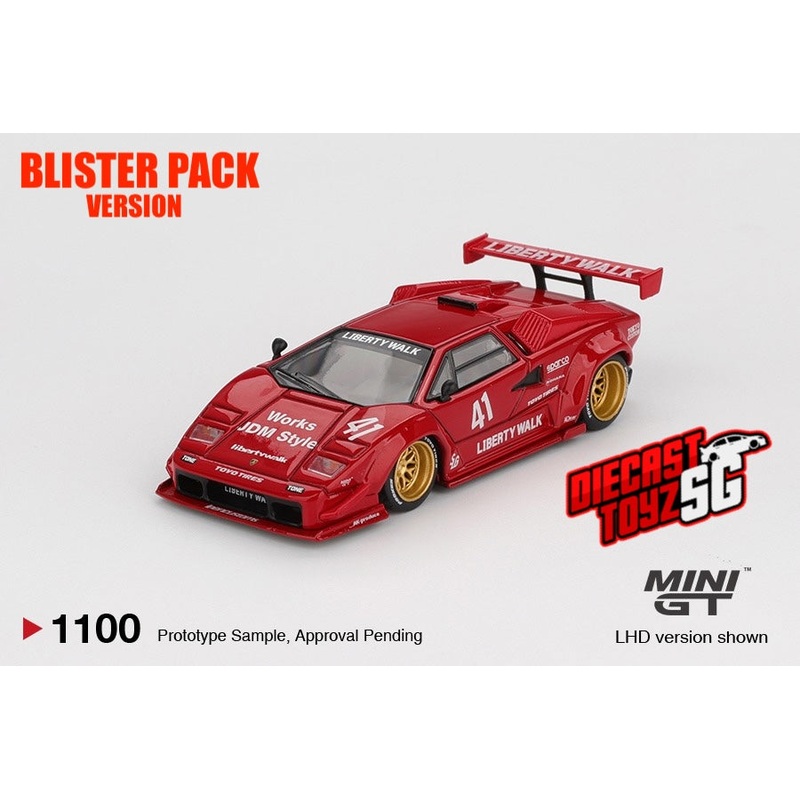 * PRE ORDER * MINI GT #1100 1/64 Lamborghini Countach LB-WORKS Red (RHD) – BLISTER PACK