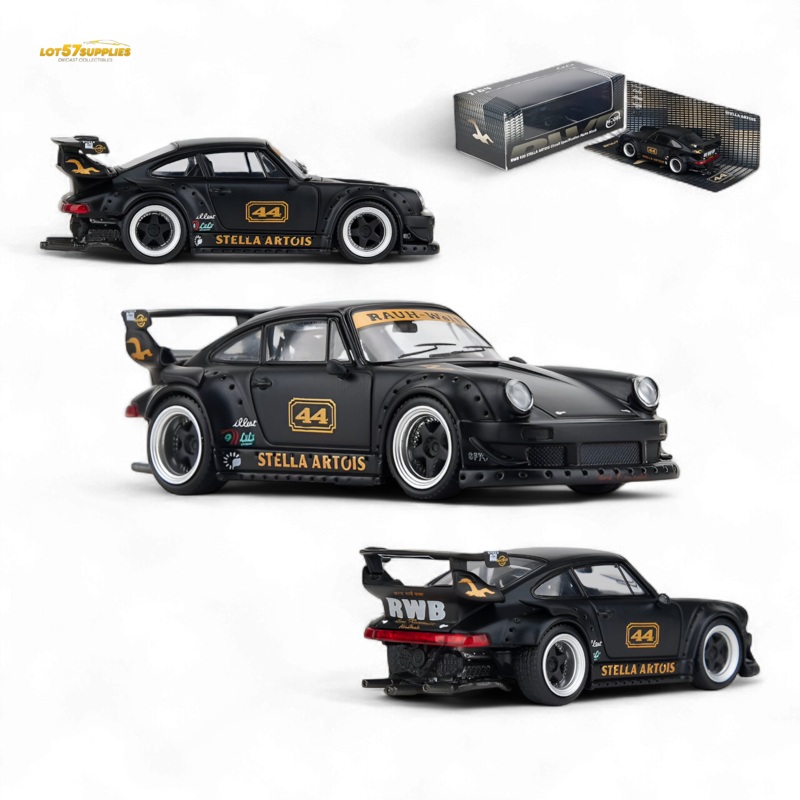 (Pre-Order) Model Model Porsche RWB 993 – Stella Artois #44 Matte Black 1:64