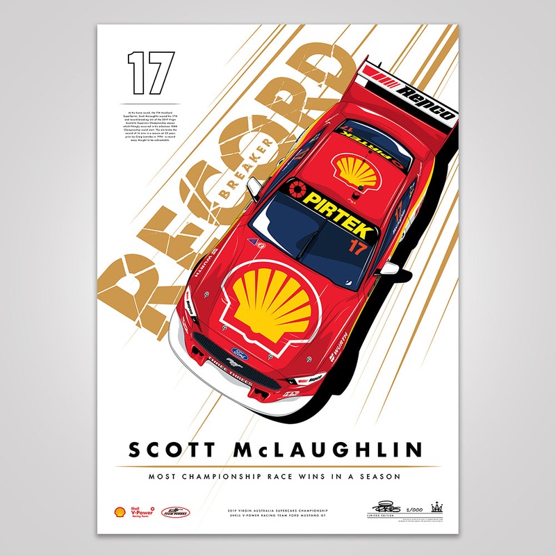 Record Breaker: Scott McLaughlin Most Championship Race Wins In A Season Print – Metallic Gold Limited Edition