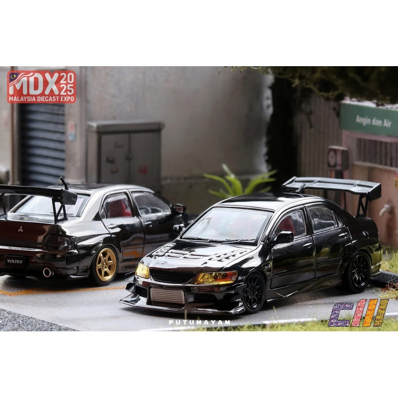 CM MODEL 1/64 MITSUBISHI EVOLUTION IX VOLTEX BLACK CHROME MALAYSIA DIECAST EXPO EXCLUSIVE