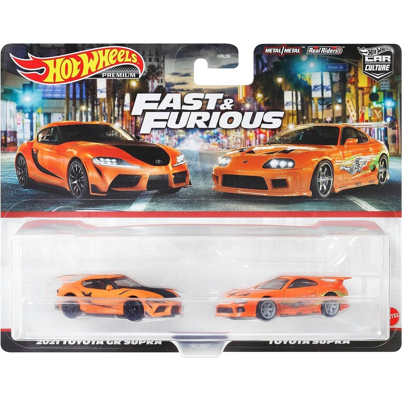 Hot Wheels HKF54 Premium 2-Pack Fast and Furious 2021 Toyota GR Supra / Toyota Supra