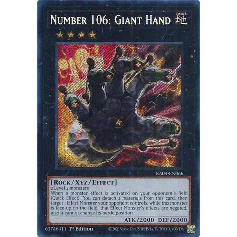 Number 106: Giant Hand [RA04-EN066] Secret Rare