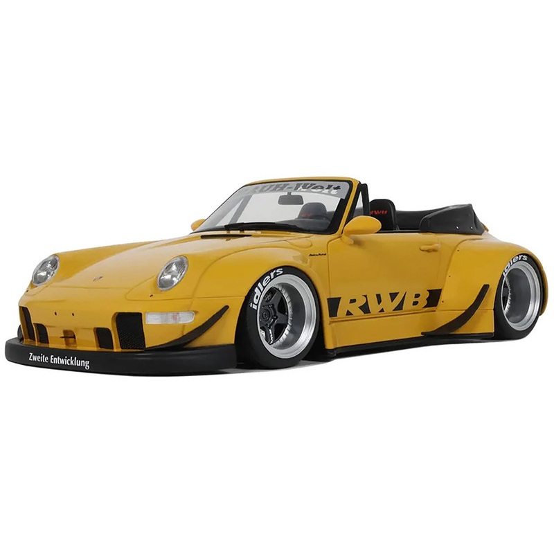2023 Porsche 911 RWB Body Kit Yellow with Black Stripes 1/18 Model Car by GT Spirit