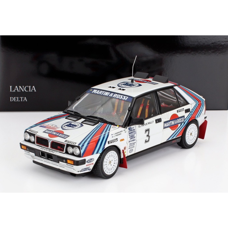 LANCIA – DELTA HF INTEGRALE 4WD TEAM MARTINI & ROSSI RACING N 3 WINNER RALLY OLYMPUS USA 1987 JUHA KANKKUNEN – JUHA PIIRONEN – WHITE RED BLUE
