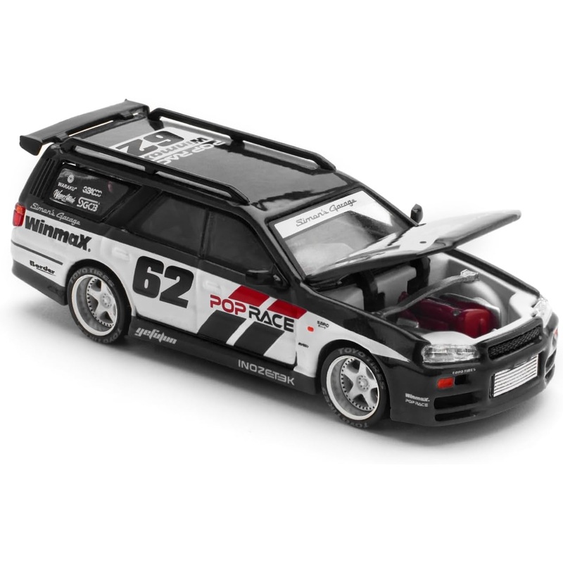 POPRACE 1/64  STAGEA SIMON’S GARAGE 62 BLACK  PR640211