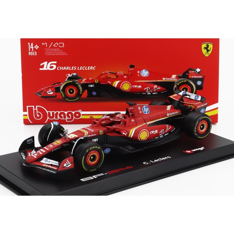 FERRARI | F1  SF-24 TEAM SCUDERIA FERRARI N 16 4th EMILIA ROMAGNA IMOLA GP 2024 CHARLES LECLERC – WITH PILOT AND SHOWCASE
