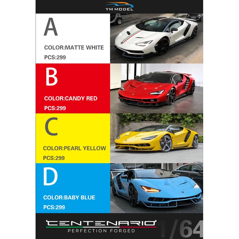 (Pre-Order) YM Model Lamborghini Centenario LP770-4 Resin 1:64