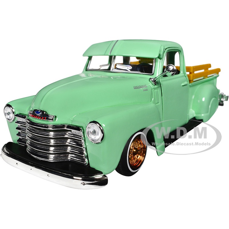 1950 Chevrolet 3100 Pickup Truck Lowrider Light Green with Gold Wheels Lowriders Series 1/24 Diecast Model Car by Maisto