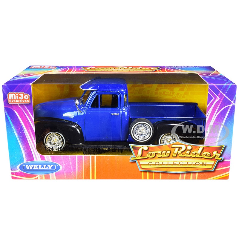 1953 Chevrolet 3100 Pickup Truck Blue and Black Low Rider Collection 1/24 Diecast Model Car by Welly