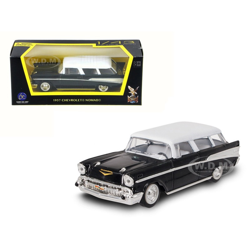 1957 Chevrolet Nomad Black with White Top 1/43 Diecast Model Car by Road Signature