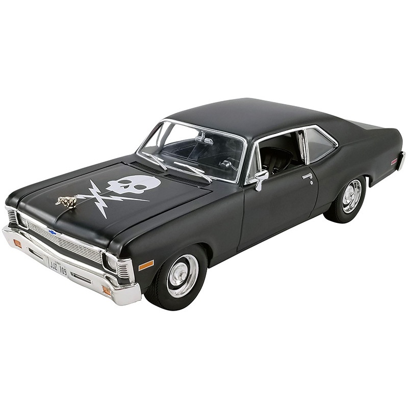 1971 Chevrolet Nova Matt Black Death Proof (2007) Movie Limited Edition to 792 pieces Worldwide 1/18 Diecast Model Car by GMP