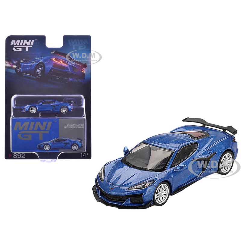 2023 Chevrolet Corvette Z06 Elkhart Lake Blue Metallic Limited Edition 1/64 Diecast Model Car by Mini GT