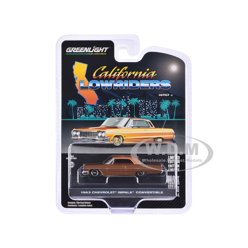 1963 Chevrolet Impala SS Convertible (Top Up) Bronze Metallic California Lowriders Series 6 1/64 Diecast Model Car by Greenlight
