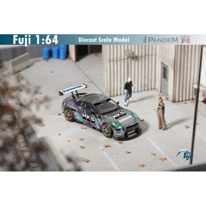 Fuji 1/64 Pandem Rocket Bunny Nissan GT-R R35 Grey HKS Livery