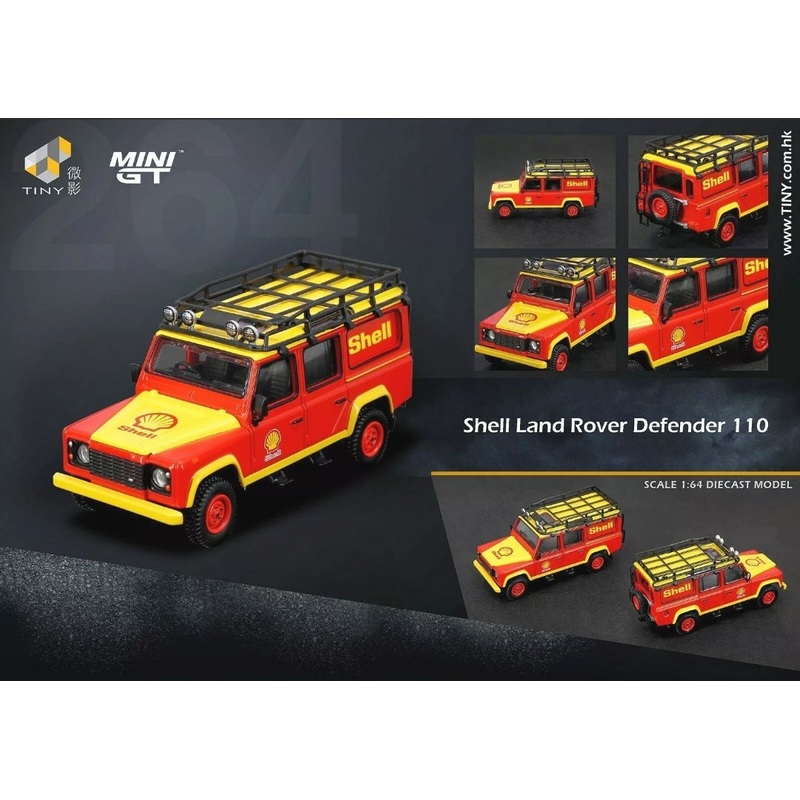 MINI GT #264 X TINY LAND ROVER DEFENDER 110 SHELL  – HONG KONG SHELL EXCLUSIVE