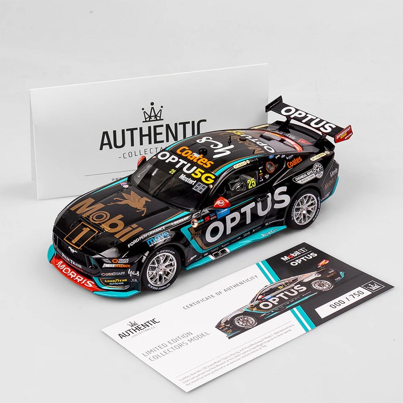 *PRE-ORDER* Chaz Mostert – Mobil 1 Optus Racing #25 Ford Mustang GT – 2024 Sydney SuperNight Clean Sweep (Mobil 1 50th Anniversary Gold Livery) – 1:18 Scale Diecast Model – Authentic Collectables