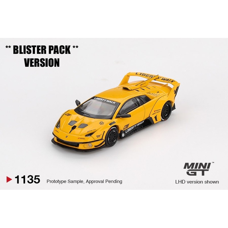 * PRE ORDER * MINI GT #1135 1/64 LB-Silhouette WORKS MURCIELAGO GT Evo Yellow * BLISTER PACK *